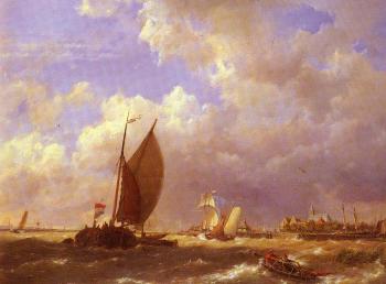 約翰內斯 赫曼努斯 庫庫尅 Dommelshuizen Cornelis Christiaan A Sunlit Dock